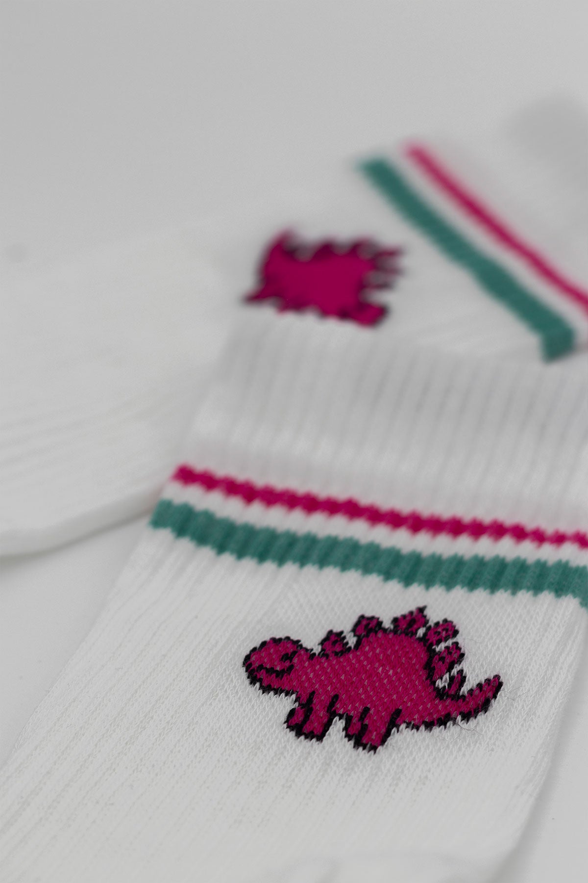 RUNDY dinosaur socks white